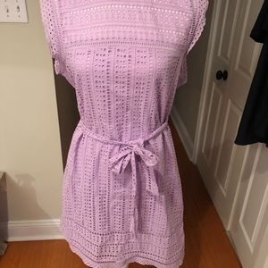 Purple Banana Republic eyelet dress with belt